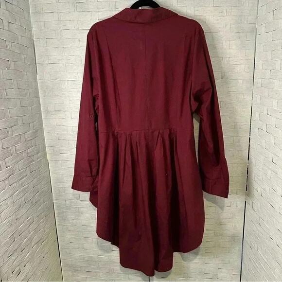 Lane Bryant high low burgundy blouse, high low button down Goth plus size - Picture 7 of 8